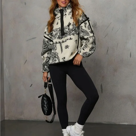 Vici Brianna Paisley Quarter Zip Sweatshirt - Picture 2 of 5